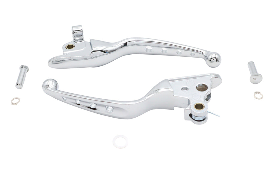HARLEY 4 Hole Hand Lever Set Chrome Fits 2021-2023 FLHT,   2021-2023 FLHR,   2021-2023 FLHX,   2021-