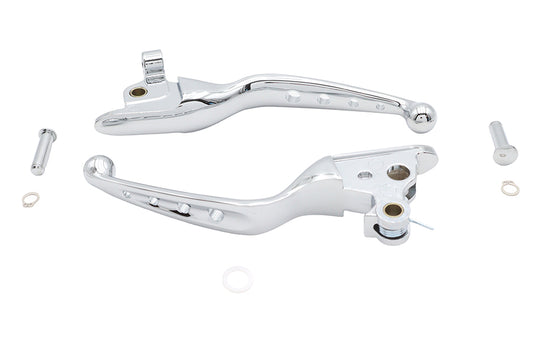 HARLEY 4 Hole Hand Lever Set Chrome Fits 2021-2023 FLHT,   2021-2023 FLHR,   2021-2023 FLHX,   2021-