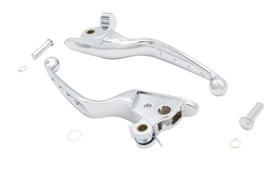 HARLEY 4 Hole Hand Lever Set Chrome Fits 2021-2023 FLHT,   2021-2023 FLHR,   2021-2023 FLHX,   2021-
