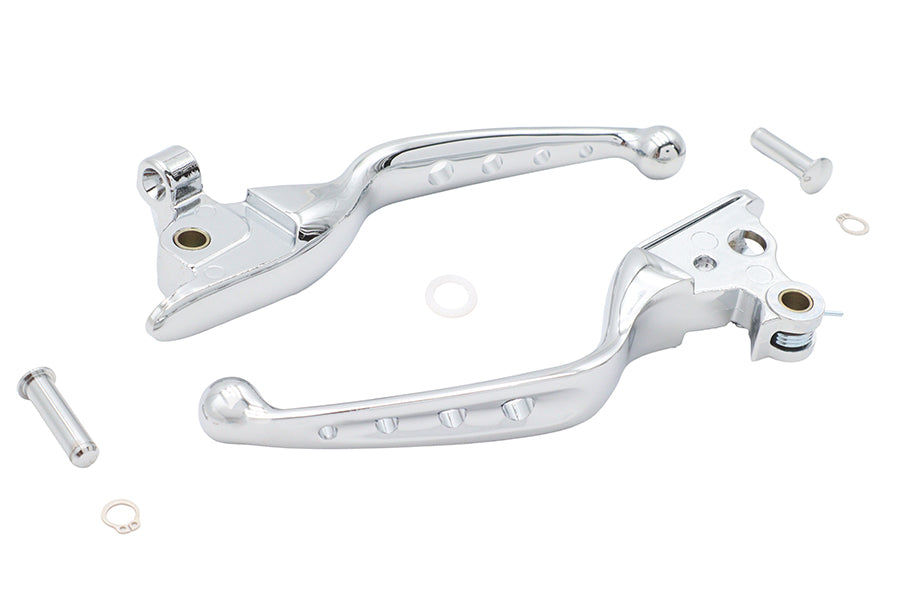 HARLEY 4 Hole Hand Lever Set Chrome Fits 2021-2023 FLHT,   2021-2023 FLHR,   2021-2023 FLHX,   2021-