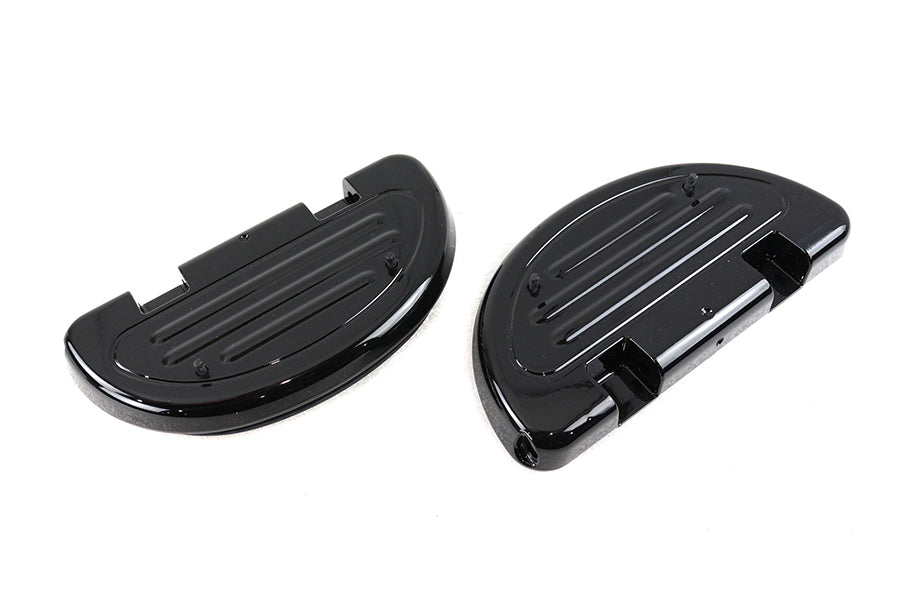 HARLEY Glanzschwarz Beifahrer Trittbretter Half Moon Set Passend für 1986-UP FLT, 2000-UP FXST, 2000-UP FLS