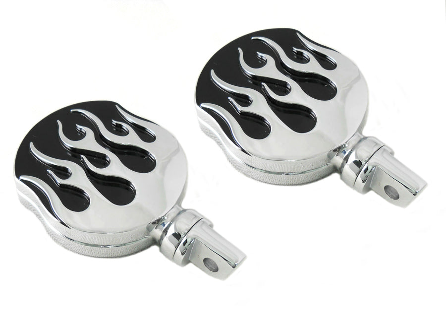 HARLEY Chrome Flame Style Highway Bar Footpeg Set fits 0-  All,