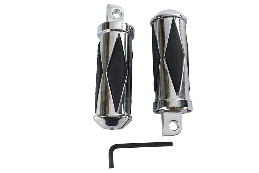 HARLEY Chrome Diamond Style Große Fußrasten-Set Passend für 0- Alle, Modelle mit weiblichem Montageblock