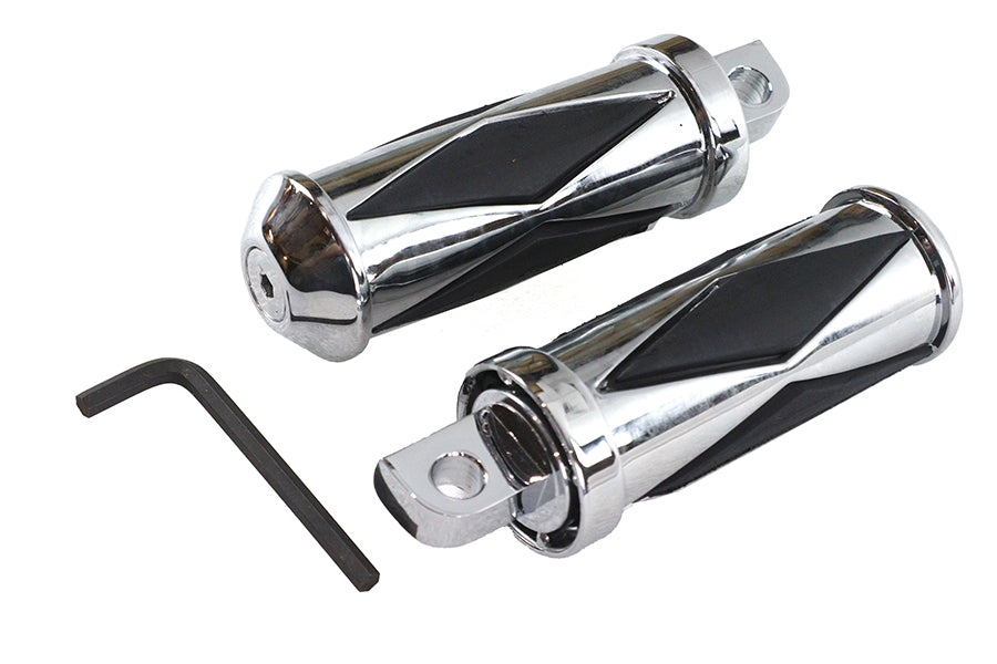 HARLEY Chrome Diamond Style Große Fußrasten-Set Passend für 0- Alle, Modelle mit weiblichem Montageblock