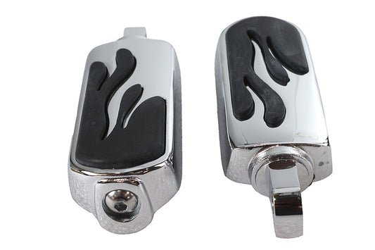 HARLEY Chrome Flame Style Fußrasten-Set Passend für alle Modelle ab Bj. 0- mit Buchsenaufnahme