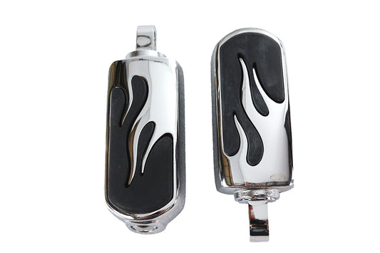 HARLEY Chrome Flame Style Fußrasten-Set Passend für alle Modelle ab Bj. 0- mit Buchsenaufnahme