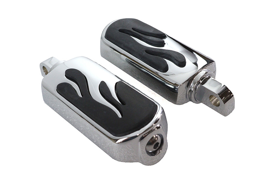 HARLEY Chrome Flame Style Footpeg Set Fits 0-  All, models with female mounting block