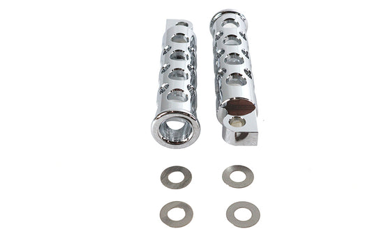 HARLEY Chrome Hole Shot Style Fußrasten Set Passend für 0- Alle, Modelle mit weiblichem Montageblock