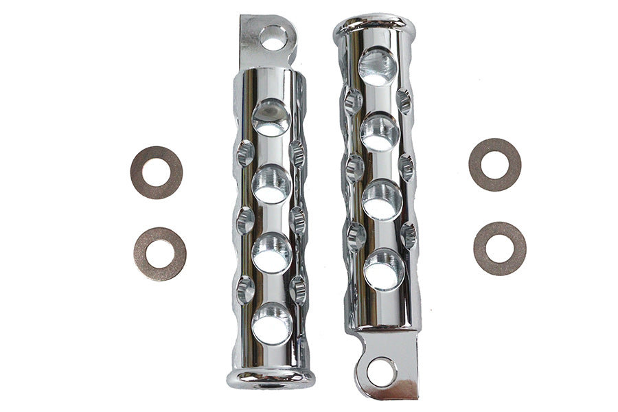 HARLEY Chrome Hole Shot Style Fußrasten Set Passend für 0- Alle, Modelle mit weiblichem Montageblock