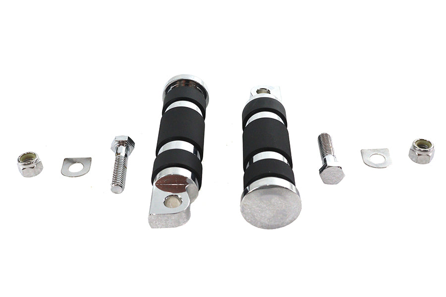 HARLEY Chrome Magna Ring Style Beifahrerfußrastensatz passend für alle Modelle ab 0 mit weiblichem Montageblock