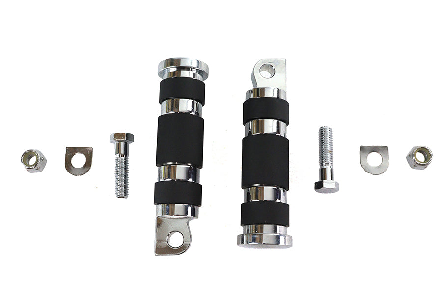 HARLEY Chrome Magna Ring Style Beifahrerfußrastensatz passend für alle Modelle ab 0 mit weiblichem Montageblock