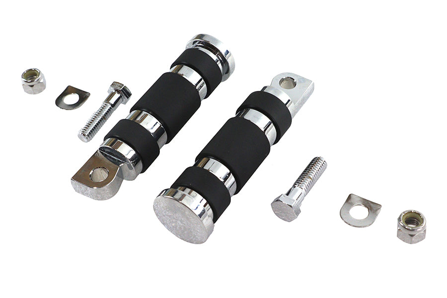 HARLEY Chrome Magna Ring Style Beifahrerfußrastensatz passend für alle Modelle ab 0 mit weiblichem Montageblock