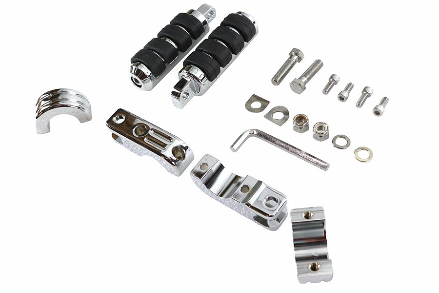 HARLEY Chrome Motorschutzbügel-Fußrastenhalter-Kit mit Fußrasten Passend für 0- Custom, Anwendung für 1-1