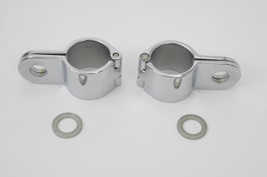 HARLEY Chrome 1-1/4 inch Footpeg Mount Clamp Set Fits 0-  Custom, application