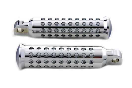 HARLEY Chrome Micro Holes Fußrasten-Set, passend für 0- Alle Modelle mit weiblicher Montagehalterung
