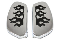 HARLEY Fahrer-Trittbrett-Set Chrom mit Flammen-Design Passend für FLT Modelle ab Bj. 1980, FLST Modelle ab Bj. 1986