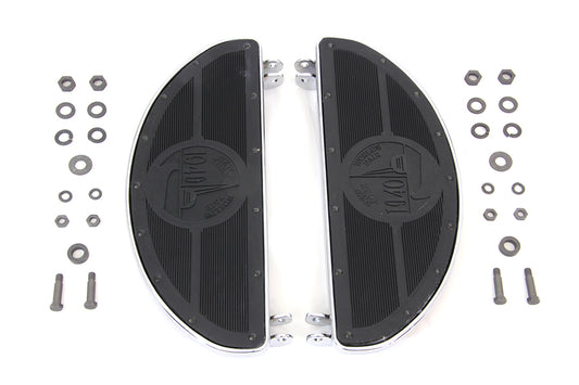 HARLEY World's Fair Style Half Moon Footboard Set Chrome fits 1936-1952 W,  1936-1973 G,  1941-1984 FL,