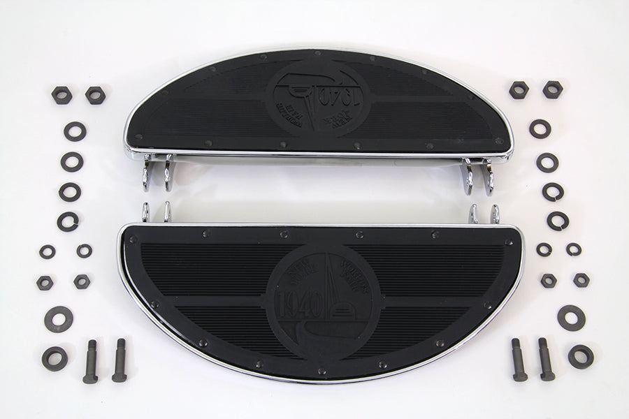 HARLEY World's Fair Style Half Moon Footboard Set Chrome fits 1936-1952 W,  1936-1973 G,  1941-1984 FL,