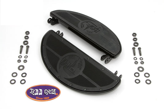 HARLEY World's Fair Style Half Moon Footboard Set Black fits 1936-1973 G,  1936-1952 W,  1936-1952 EL,  1941-1984 FL,