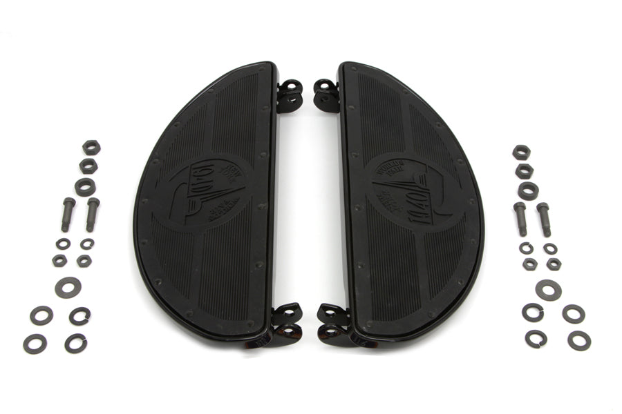 HARLEY World's Fair Style Half Moon Footboard Set Black fits 1936-1973 G,  1936-1952 W,  1936-1952 EL,  1941-1984 FL,