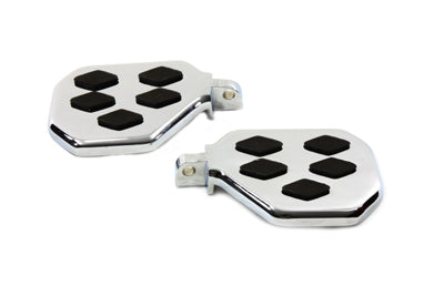 HARLEY Chrome Mini Footboard Set with Diamond Design Fits 0-  Custom, application to replace pegs wi