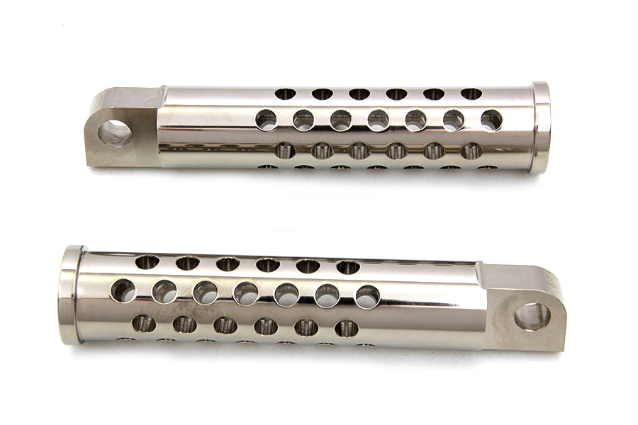 HARLEY Billet Shooter Style Fußrasten Set vernickelt Passend für 0- Alle Modelle mit weiblicher Montageblock