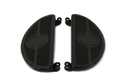 HARLEY Fahrer Trittbrett-Set, schwarz, mit Bullseye-Design, passend für 1940-1984 FL, 1940-1946 U, 1940-1952