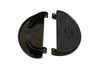 HARLEY Replica Driver Gloss Black Footboard Set with Logo fits 1940-1984 FL,   1940-1946 U,   1940-1952 W,   1941-1972 G,