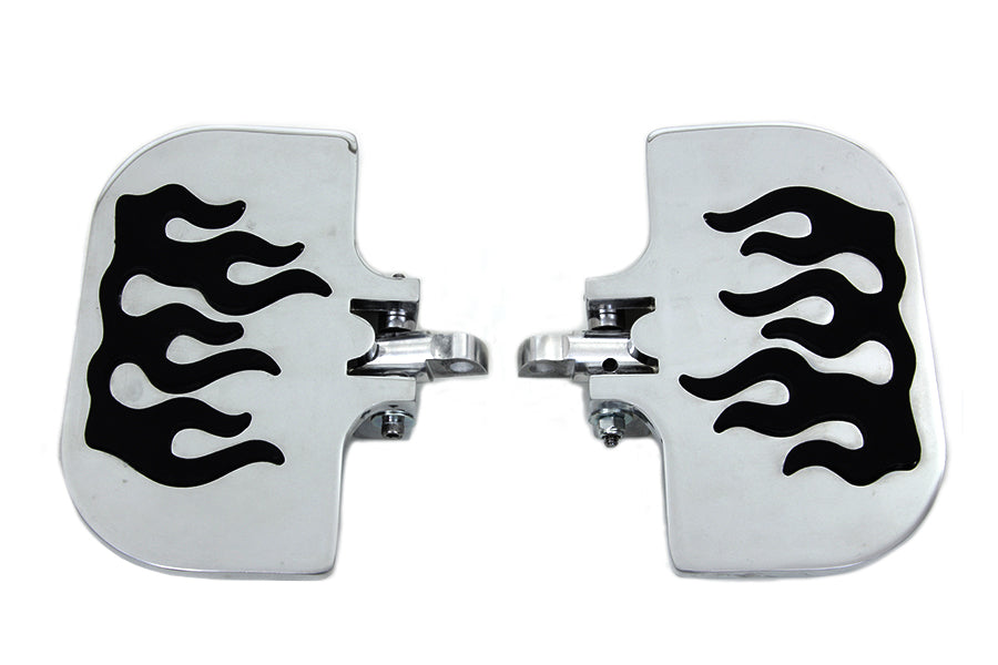 HARLEY Sozius-Mini-Trittbretter Set mit Flammendesign, passend für 0- Custom, Anwendung mit weiblicher Halterung