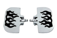 HARLEY Sozius-Mini-Trittbretter Set mit Flammendesign, passend für 0- Custom, Anwendung mit weiblicher Halterung