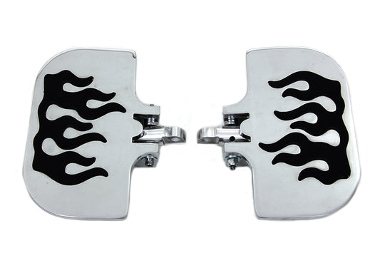 HARLEY Passenger Mini Footboard Set with Flame Design Fits 0-  Custom, application with female mount