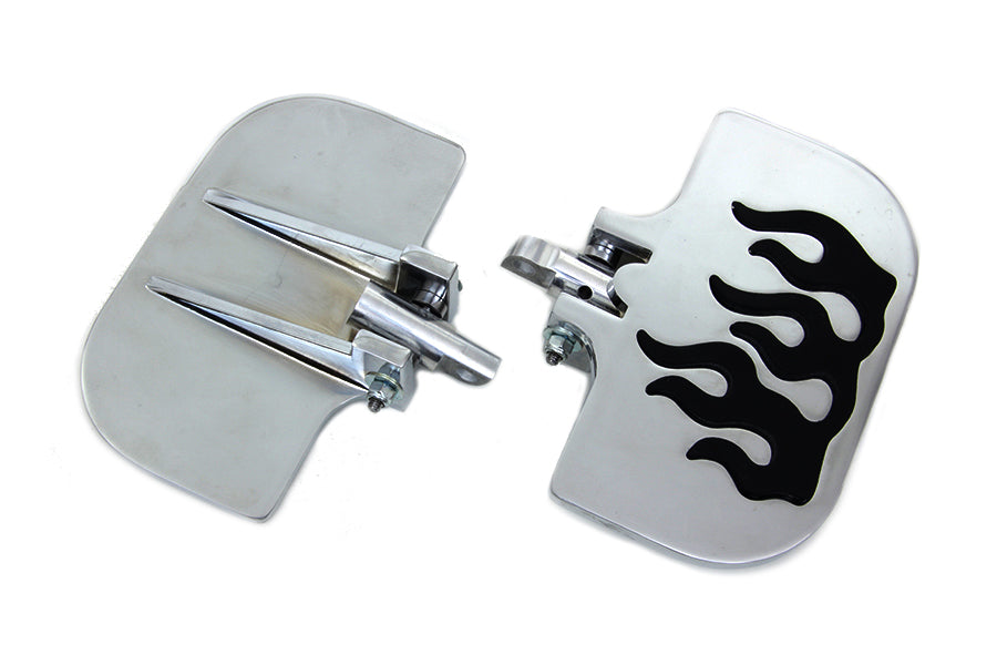 HARLEY Sozius-Mini-Trittbretter Set mit Flammendesign, passend für 0- Custom, Anwendung mit weiblicher Halterung