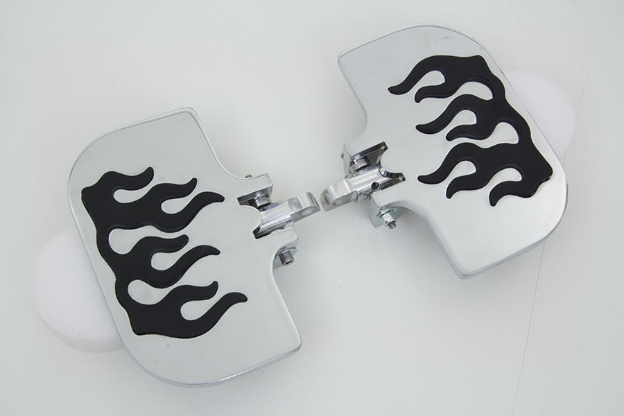 HARLEY Sozius-Mini-Trittbretter Set mit Flammendesign, passend für 0- Custom, Anwendung mit weiblicher Halterung