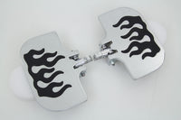 HARLEY Sozius-Mini-Trittbretter Set mit Flammendesign, passend für 0- Custom, Anwendung mit weiblicher Halterung