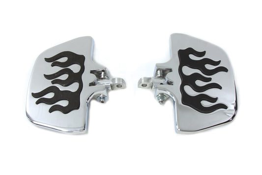 HARLEY Passenger Mini Footboard Set with Flame Design Fits 0-  Custom, application for plates that h