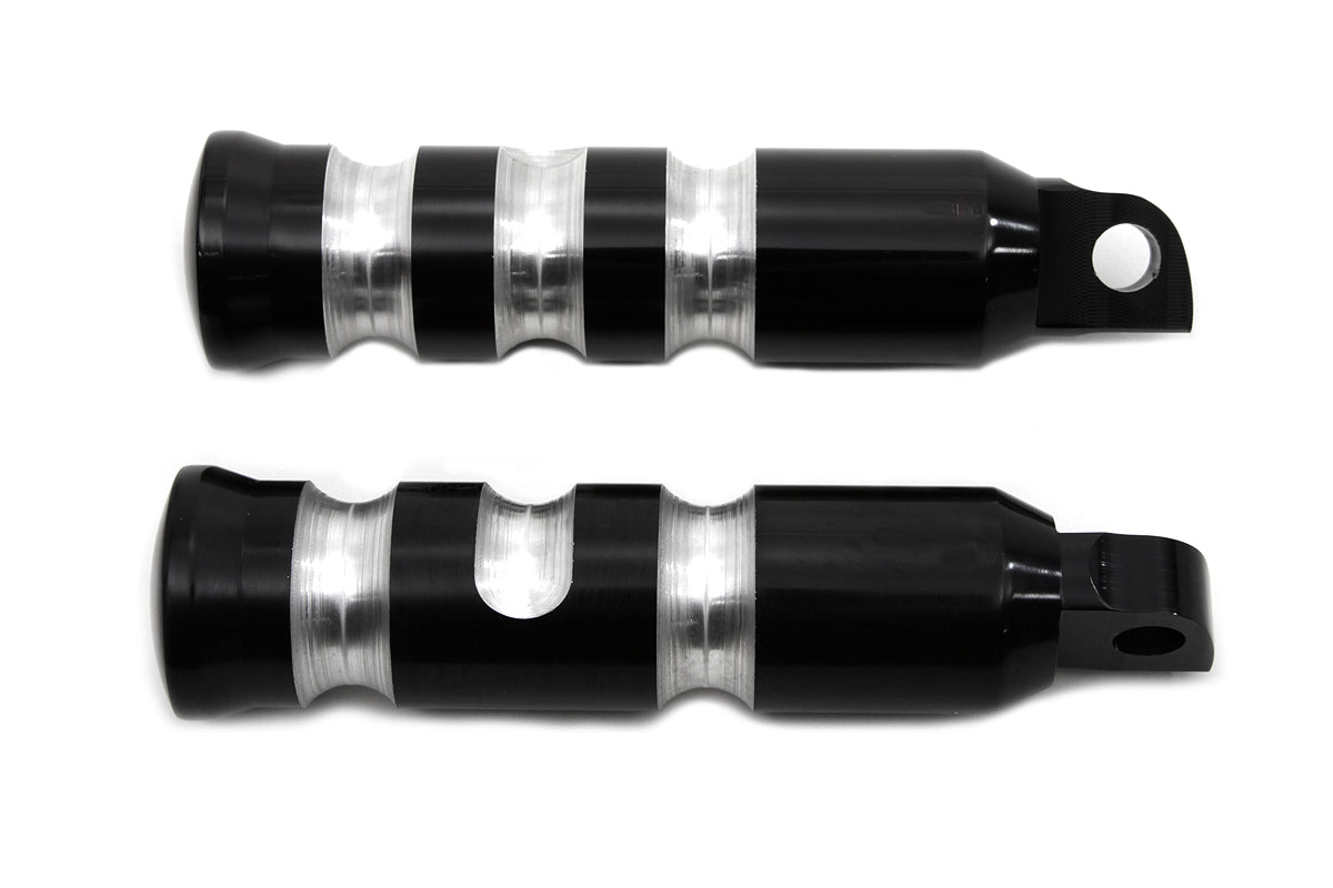 HARLEY Black Contour Grooved Fußrasten-Set Passt auf 0- Alle Modelle mit weiblicher Aufnahme