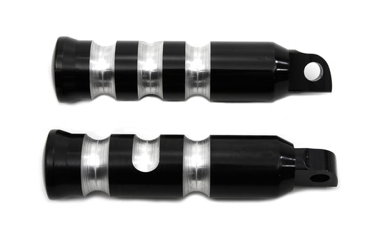 HARLEY Black Contour Grooved Fußrasten-Set Passt auf 0- Alle Modelle mit weiblicher Aufnahme