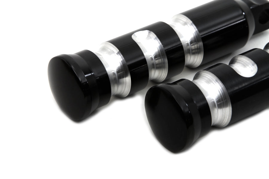 HARLEY Black Contour Grooved Fußrasten-Set Passt auf 0- Alle Modelle mit weiblicher Aufnahme