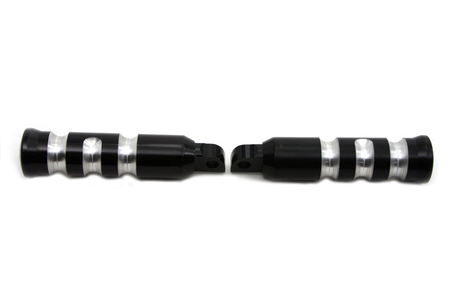 HARLEY Black Contour Grooved Fußrasten-Set Passt auf 0- Alle Modelle mit weiblicher Aufnahme