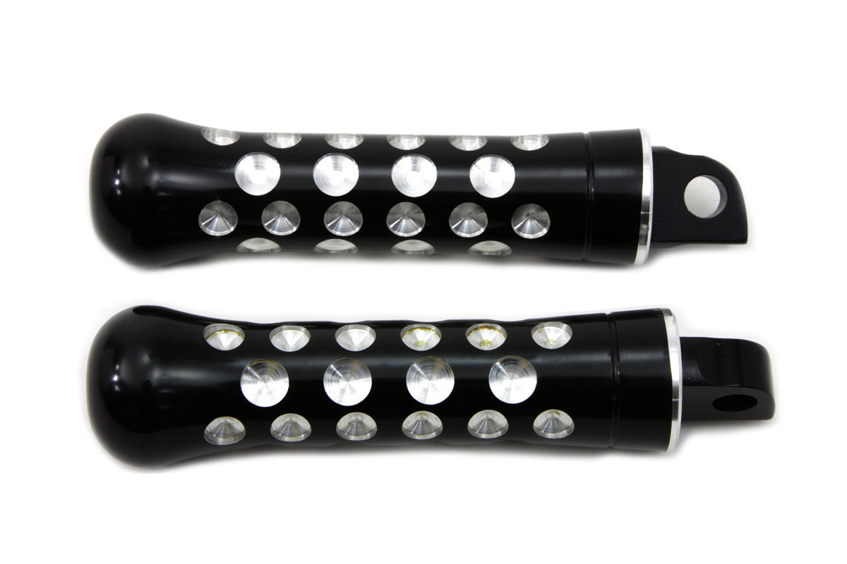HARLEY Black Contour Agostinni Fußrastenset Passend für 0- Alle Modelle mit weiblichem Montageblock