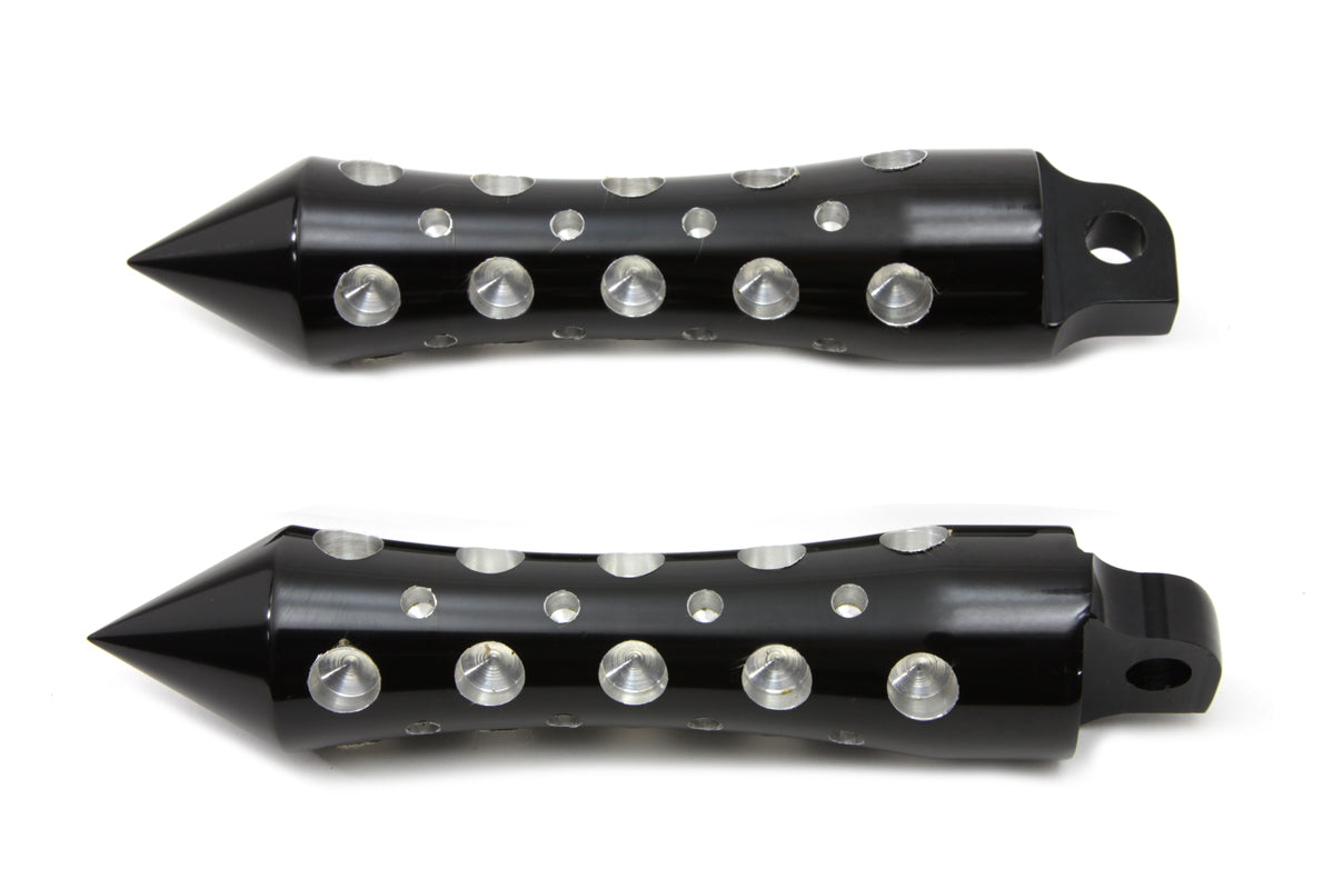 HARLEY schwarzes Agostinni Spike Style Fußrasten Set passend für 0- Alle Modelle mit weiblicher Aufnahme