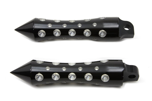 HARLEY schwarzes Agostinni Spike Style Fußrasten Set passend für 0- Alle Modelle mit weiblicher Aufnahme
