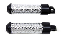 HARLEY Chrom Fußrastensatz Bullet Style mit schwarzen Enden Passend für alle Modelle mit weiblichem Halter (ausgenommen Fahrer- und Soziusrasten an '18-later Softail Modellen und Fahrerposition an '20-later LiveWire Modellen).