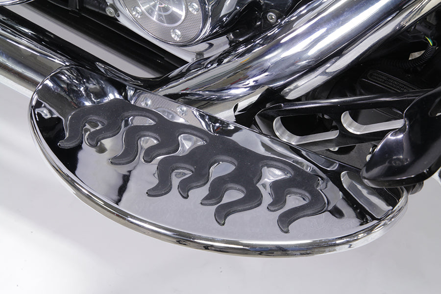 HARLEY Fahrer-Trittbrett-Set mit Flammen-Design, passend für FLT ab 1980, FLST ab 1986, FLT ab 1980,