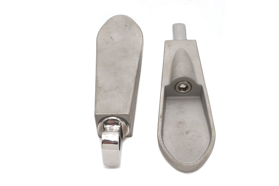 HARLEY Chrom Löffel Fußrasten-Set passend für 0- Custom, Anwendung für Stecker-Fußrasten