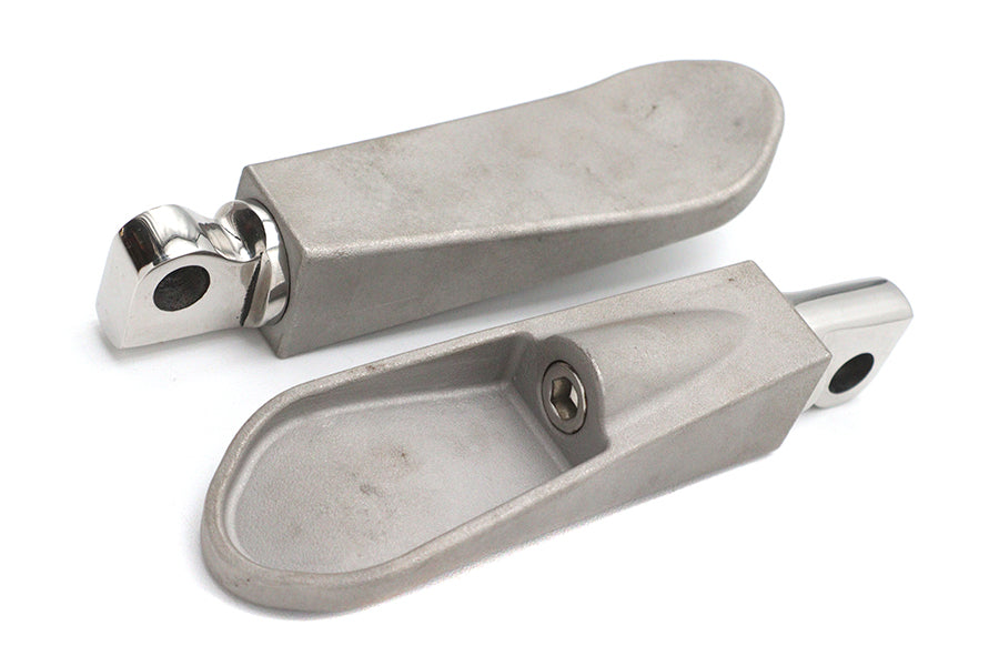 HARLEY Chrom Löffel Fußrasten-Set passend für 0- Custom, Anwendung für Stecker-Fußrasten
