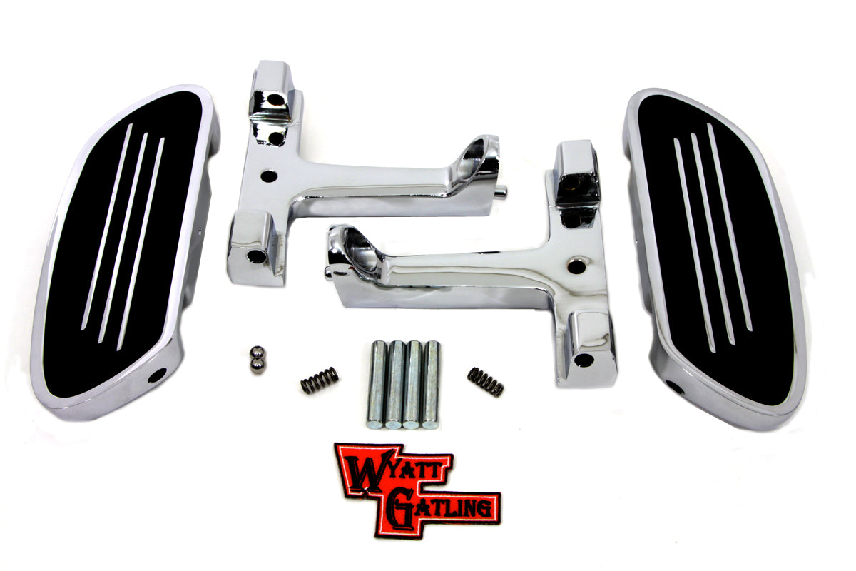 HARLEY Wyatt Gatling Chrome Passenger Footboard Kit fits 1993-UP FLT,