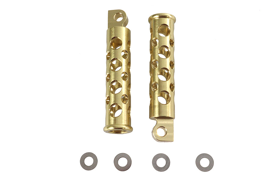 HARLEY Swiss Cheese Style Footpeg Set Brass Fits 0-  All, models with female mounting block