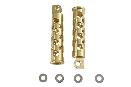 HARLEY Swiss Cheese Style Footpeg Set Brass Fits 0-  All, models with female mounting block