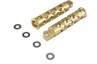 HARLEY Swiss Cheese Style Footpeg Set Brass Fits 0-  All, models with female mounting block